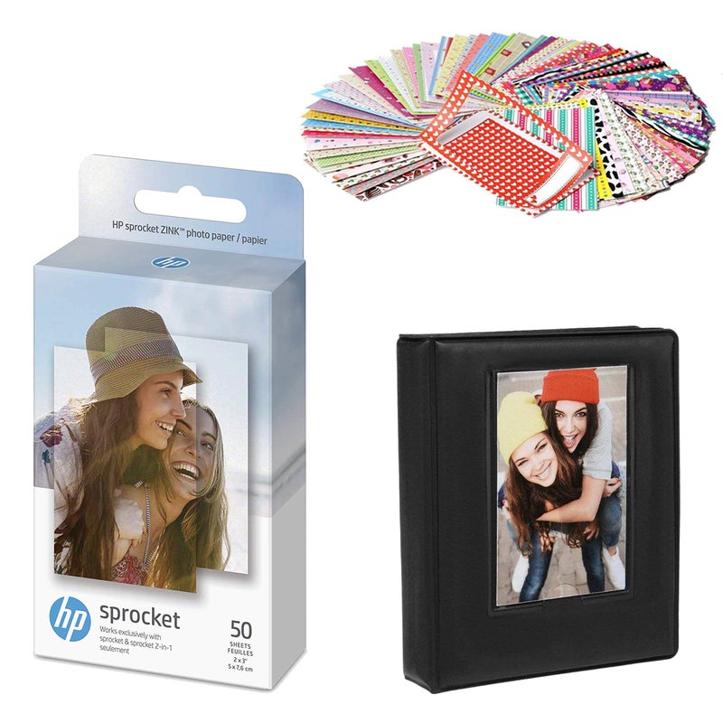 HP ورق صور لاصق ممتاز من نوع HP Sprocket 2x3 Zink متوافق مع طابعات الصور HP Sprocket - حزمة ورق Zink وألبوم صور ومجموعات ملصقات. - Image 1